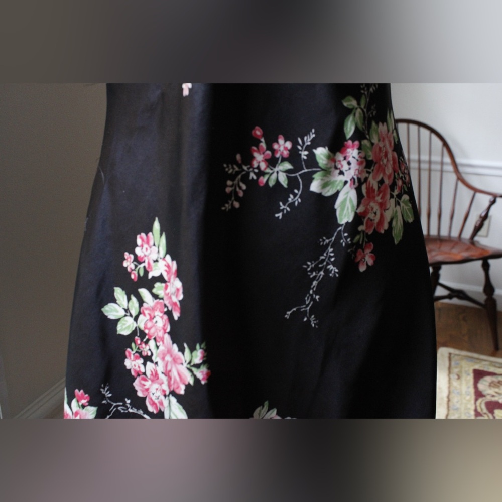 Jones New York Black Floral Satin Chemise Nightgown - Picture 5 of 15